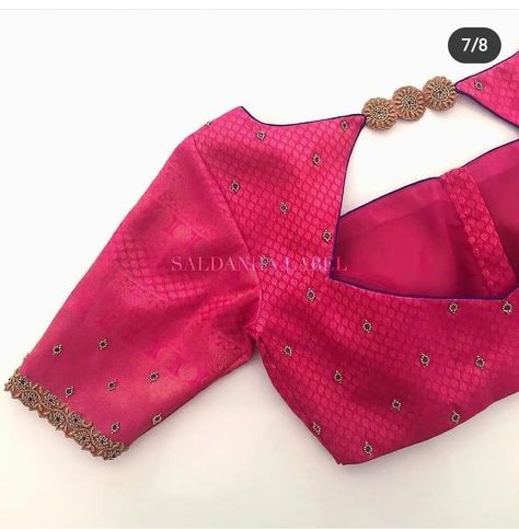 Blauz Design, Simple Aari Work Blouse Design, Simple Aari Work Blouse, Blouse Design Aari Work, Simple Aari Work, Aari Work Blouse Design, Blouse Maggam Work, Mirror Work Blouse Design, Blouse Designs High Neck