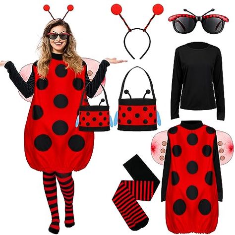 Janmercy Ladybug Wings Costume Kit for Women Kids Halloween Ladybird Girls Adults Cosplay Accessories for Dress up Party Accessories For Dress, Ladybug Wings, Bug Costume, Ladybug Dress, Ladybug Costume, Dress Up Party, Bird Costume, Striped Tights, Up Party