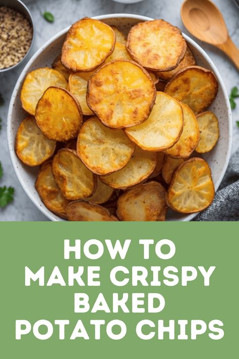 Delicious Oven-Baked Potato Chips for Any Occasion Homemade Oven Chips, Potato Chip Recipes Baked, Baked Potato Chips In Oven, Homade Potato Chips, Homemade Chips In Oven, Potato Chips In Oven, Diy Potato Chips, Potato Chips Baked, Baked Chips Recipe