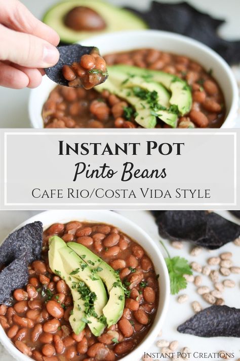 Instant Pot Pinto Beans Cafe Rio/Costa Vida Style - Jenuine Home Cafe Rio Recipes, Instant Pot Pinto Beans, Copy Cat Recipe, Pinto Bean Recipes, Refried Beans Recipe, Cafe Rio, Beans Recipe, Instapot Recipes, Pinto Beans