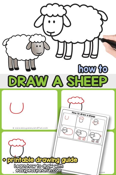 How to Draw a Sheep Step By Step Drawing Tutorial. This easy sheep drawing tutorial (with directed drawing printable) will have you learn how to draw a sheep in no time. Draw A Sheep, Draw A Cow, Sheep Drawing, Drawing Videos For Kids, Cow Drawing, Directed Drawing, Kid Styles, A Sheep, Drawing Tutorial Easy