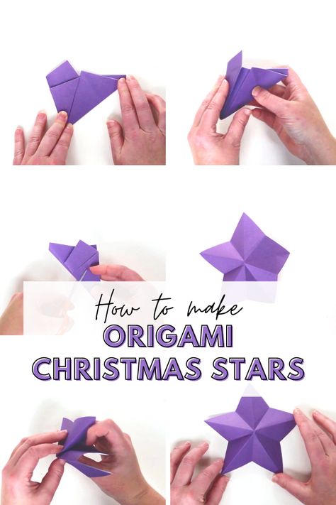 Origami Name Cards, How To Make Tiny Paper Stars, How To Make An Origami Star, Easy Origami Stars Step By Step, Origami Stars Easy, Christmas Origami Easy Step By Step, Easy Christmas Origami, How To Make Origami Stars, Star Origami Easy