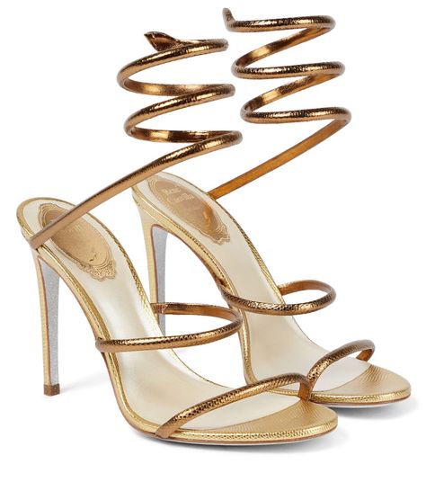 Rene Caovilla Shoes, Gold Glam, Rene Caovilla, Footwear Design Women, Shoe Obsession, Gold Leather, Style Icon, Monster High, Luxury Shoes