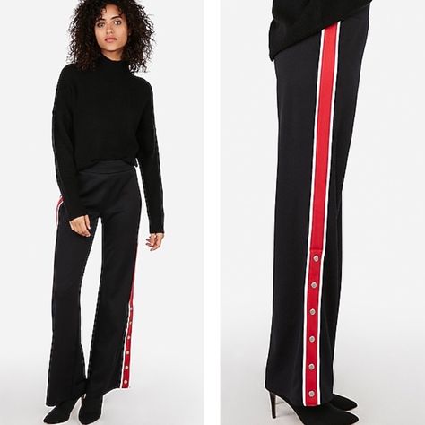 Reposhing This Item I Purchased From @Misserikap. Loved It, But Ready To Rotate For Something New. Questions? Leave A Comment Below! Side Stripe Pants, Stripe Pants Outfit, Pants Outfit Work, Black Side, Red Stripe, Side Stripe, Work Pants, Pants Outfit, Black Pants