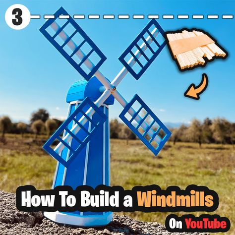 Windmill Diy How To Build, Diy Windmill How To Make, Wooden Windmills Garden, Wood Windmill Diy, Diy Wooden Windmill, Diy Light House, Stem Windmill, Wooden Windmill Plans, Windmill Woodworking Plans