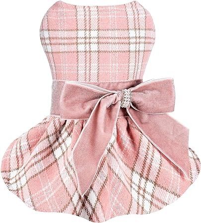 Amazon.com : Dog Sweater Dresses for Small Dogs Girl Boy, Winter Spring Pink Dog Princess Plaid Dress, Pet Clothes Holiday Festival Puppy Outfits Apparel Wedding Birthday Dress, XXS, Pink Plaid, 1-3lb : Pet Supplies Fits For Winter, Small Dog Dresses, Hooded Sweater Dress, Winter Sweater Dresses, Puppy Dress, Princess Dog, Fleece Plaid, Pajama Outfits, Small Dog Clothes