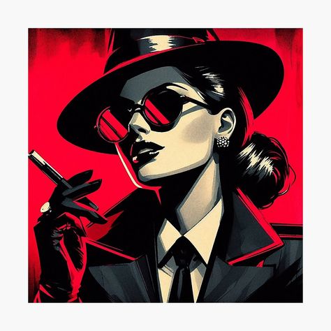 Get my art printed on awesome products. Support me at Redbubble #RBandME: https://www.redbubble.com/i/photographic-print/Crime-Woman-Vintage-neo-noir-black-and-red-by-RESToRAPTOR/157920037.6Q0TX?asc=u Film Noir Art, Neo Art Deco, Noir Detective, Cigars And Women, Pin Up Looks, Neon Noir, Doodle Illustration, Neo Noir, Dnd Characters