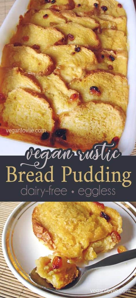 Easy Vegan Bread, Veg Desserts, Vegan Bread Pudding, Alternative Food, Vegan Pies, Patisserie Vegan, Beautiful Baking, Bread Pudding Easy, Vegan Pudding