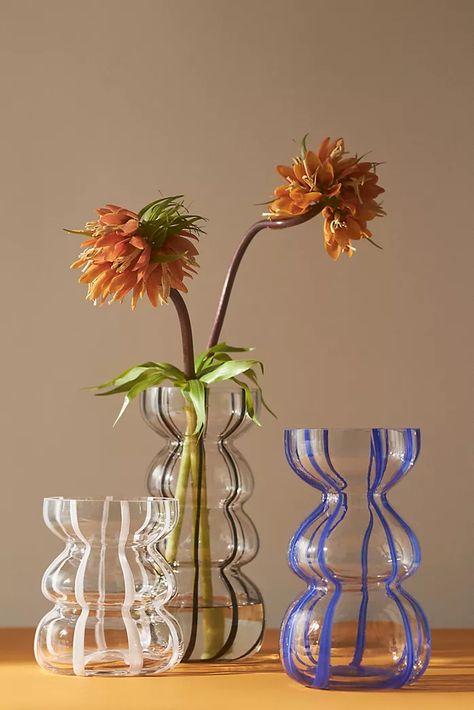 London Living, Clear Glass Vase, Striped Vase, Organic Ceramics, Anthropologie Home, Flower Vases Decoration, Anthropologie Uk, Benjamin Moore Colors, Paint Brands