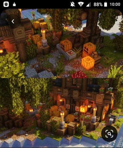 Autumn Minecraft Builds, Pumpkin Patch Minecraft, Minecraft Autumn House, Fall Minecraft Builds, Minecraft Pumpkin Patch, Minecraft Fall Builds, Autumn Minecraft, Minecraft Halloween, Capas Minecraft