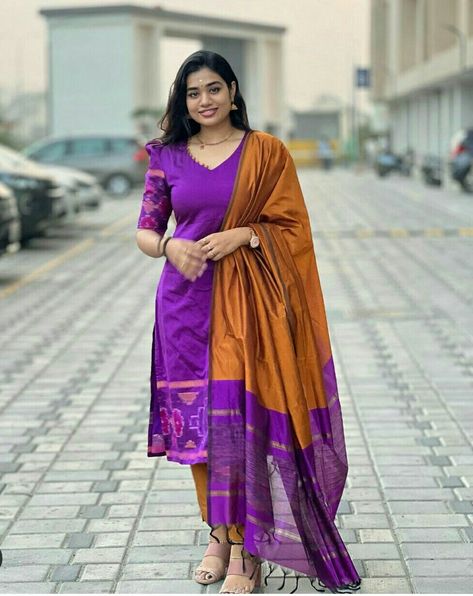 Pattu Kurtis For Women, Pattu Salwar Suits, Pattu Kurta Designs For Women, Ikkat Dupatta With Dress, Mangalgiri Pattu Dresses, Mangalgiri Kurta Patterns, Pattu Kurti Designs, Chudithar Designs For Stitching, Mangalagiri Pattu Dresses Designs