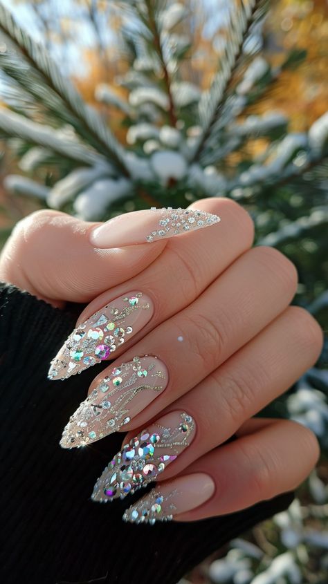 Diamond Nail Art, Glittery Nails, Glamour Nails, Edgy Nails, Animal Print Nails, Diamond Nails, Crystal Nails, Sparkle And Shine, Unique Nails