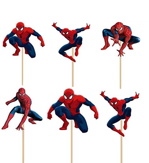 Marvel Party Decorations, Fête Spider Man, Spiderman Cupcake Toppers, Spiderman Cupcakes, Superhero Party Decorations, Spiderman Cake Topper, Birthday Theme Decoration, Marvel Party, Spiderman Birthday Party