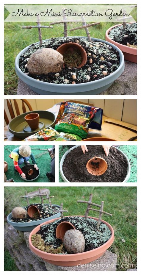 Mini Resurrection Gardens For Easter Resurrection Crafts, Resurrection Garden, Christ Centered Easter, Resurrection Day, Resurrection Sunday, Easter Garden, Garden Fun, Church Crafts, Sunday School Ideas