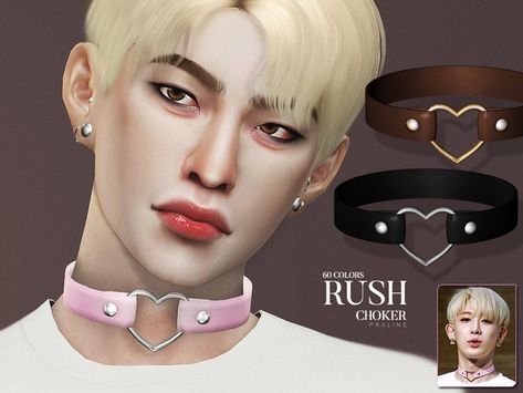 Pralinesims' Rush Choker The Sims 4 Male Cc, 4 Piercings, Sims Accessories, Sims 4 Male, Cc Makeup, Male Sims, Sims 4 Piercings, Alpha Cc, Sims Stories