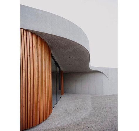 Simple shapes @ofis_architects #architecture Concrete And Wood Architecture, Curved Building, Timber Architecture, Wood And Concrete, Concrete Architecture, Wood Architecture, Casas Coloniales, Structure Architecture, Concrete Wood