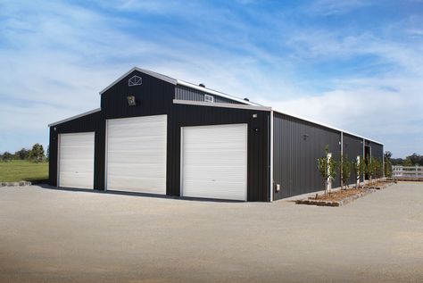 Tru-Bilt Fabrications. American Barn | Sheds Melbourne Barn House Exterior, Poultry Farm Buildings, Toad Hall, Gift Shop Ideas, Steel Barns, Farm Shed, Fire Rated Doors, American Barn, Steel Sheds