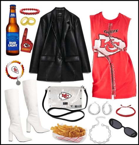 Kansas City Chiefs Gameday Outfit Outfit | ShopLook Actor Outfits, Chiefs Game Day Outfit, Chiefs Outfit, Nfl Fashion, Gameday Fashion, Chiefs Game, Nfl Outfits, Modern Fall, Gameday Outfit