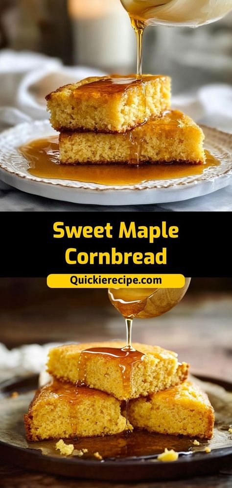 Sweet Maple Cornbread (Made with Cake Mix) This sweet maple cornbread is soft, sweet, and made with cake mix for a unique twist. Topped with maple syrup, it’s a delightful sweet and savory treat! Ingredients: 1 box yellow cake mix 1 cup cornmeal 1 cup milk ¼ cup maple syrup Maple Cornbread, Yellow Cake Mix Recipes, Cornbread Cake, Rich Chocolate Cake, Yellow Cake, Cake Mix Recipes, Yellow Cake Mixes, Creamy Cheesecake, Sweet And Savory