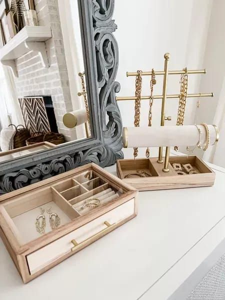 Jewelry organization I’m loving from target! #LTKhome #LTKunder50 Jewelry Organizer For Dresser Top, Jewelry Organizer Dresser Top, Jewelry Organizer On Dresser, Jewelry Display Bedroom, Dresser Top Jewelry Organization, Jewelry Storage Closet, Jewelry Organization On Dresser, Jewelry Box On Dresser Decor, Jewelers Organization