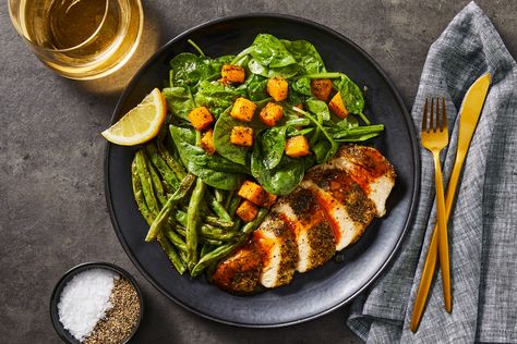 Hello Fresh Recipes Chicken, Hello Fresh Salad, Fancy Dinner Ideas, Warm Spinach Salad, Chicken Cutlet Recipes, Fresh Turkey, Apricot Chicken, Chicken And Butternut Squash, Spinach Salad Recipes