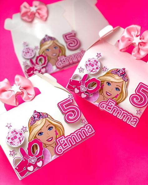 Barbie favor boxes for Emma💖 Barbie Favor Boxes, Party Box, Loot Bags, Party In A Box, Favor Boxes, Quick Saves