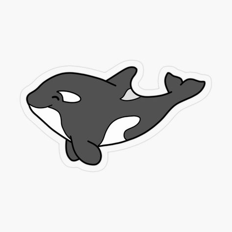 Cartoon Orca by Marinarehder | Redbubble Cute Orca Cartoon, Cute Whale Painting, Orca Whales Drawing, Orca Drawing Easy, Cute Orca Drawing, Orca Whale Drawing, Cartoon Orca, Orca Sticker, Orca Illustration