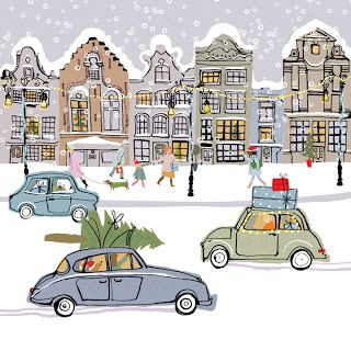 louise cunningham's blog: Christmas Cards Illustration Noel, Winter Illustration, Christmas Car, Animal Illustrations, Christmas Drawing, Christmas Scenes, Christmas Scene, Winter Art, Noel Christmas