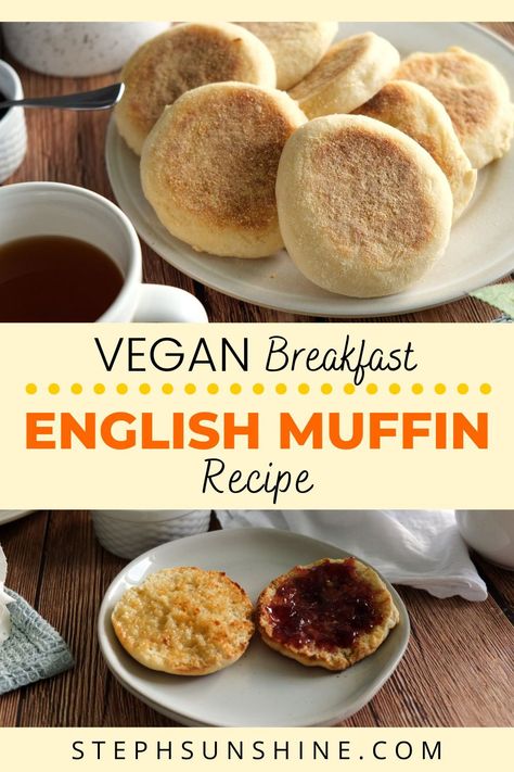 Vegan English Muffin Recipe, English Muffins Bread Machine, Mc Muffin, Vegan English Muffins, Vegan Breakfast Muffins, Muffin Vegan, English Muffin Recipe, Just Egg, Vegan Breads