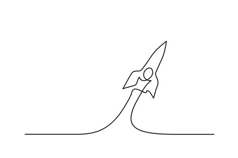 Continuous line drawing. Start up rocket icon. Vector illustration. Rocket Line Drawing, Rocket Line Art, Rocket Tattoo Design, Tattoo Designs Male, Tattoo Ideas Male, Male Tattoo Ideas, Tattoo Designs For Guys, Male Tattoo Designs, Rocket Illustration