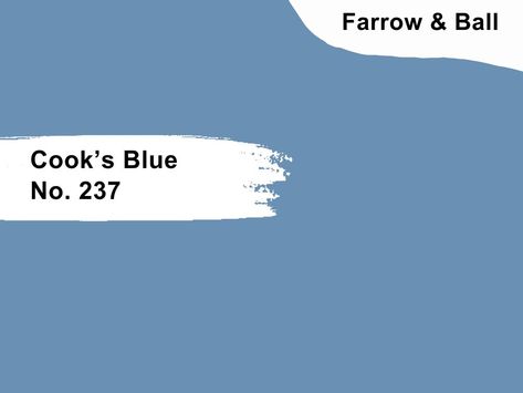 Finally, we have a blue paint color that shines in kitchens and other eating areas. Farrow & Ball Cook’s Blue has a filmy but vibrant look that doesn’t overwhelm other colors in the same space. Rather, it complements them, giving an atmosphere of soothing and energized welcome. Cooks Blue Farrow And Ball, Best Blue Paint Colors, Pavilion Grey, Blue Paint Color, Borrowed Light, Inchyra Blue, Stiffkey Blue, Oval Room Blue, Blue Shutters