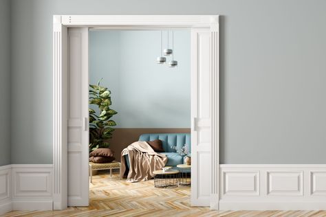 Pocket Doors Are Making a Comeback—Discover Their Unique History Pocket Doors With Handles, Space Saving Door Ideas, Interior Door Installation, Updated Victorian, Space Saving Doors, Sliding Wood Doors, Sliding Pocket Doors, Separating Rooms, Spanish Style Home