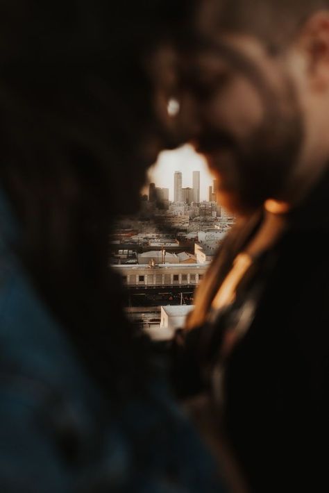 City Light Couple Photoshoot, Street Engagement Photoshoot, Cute Unique Engagement Photos, Urban Rooftop Photoshoot, Edgy Engagement Outfit, Rooftop Couples Session, Urban Wedding Photoshoot, Dtla Engagement Photos, Downtown La Engagement Photos