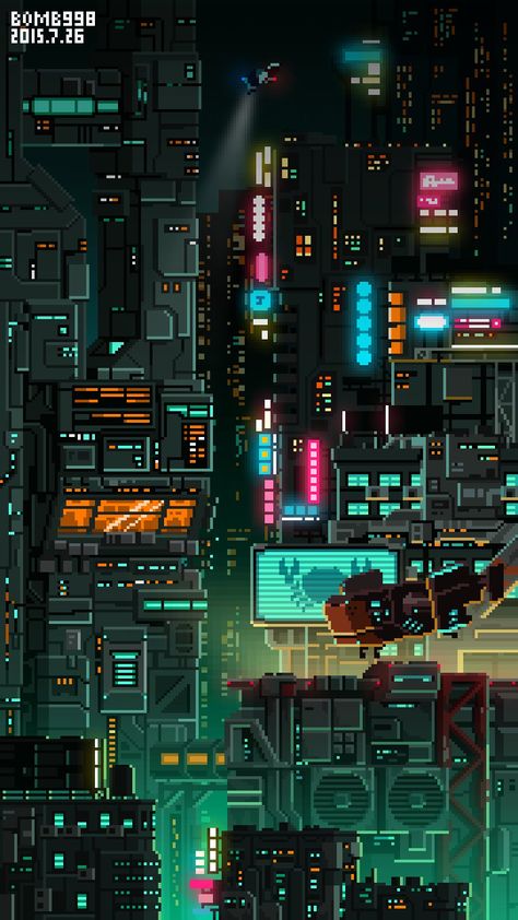 Pixel Art Wallpaper, Uicideboy Wallpaper, Pixel City, Art Cyberpunk, 8 Bit Art, Pixel Art Background, Arte 8 Bits, 8bit Art, Cool Pixel Art