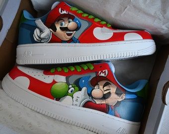 DzikiBiznes - Etsy Super Mario Game, Painted Converse, Super Mario Games, Custom Air Force 1, Hand Painted Shoes, Sneakers Athletic, Custom Nikes, Gifts For My Wife, Custom Sneakers