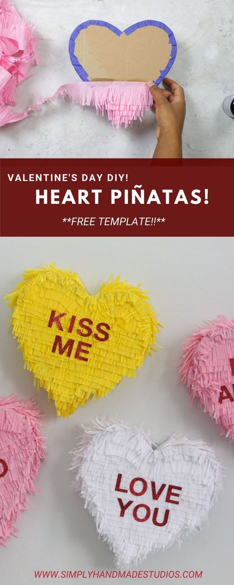 Pinata Valentine Boxes, Diy 2 Pinata, How To Make A Mini Pinata, Heart Pinata, Diy Heart Pinata, Valentines Pinata, Heart Piñata, Diy Mini Pinata How To Make, Diy Mini Pinata