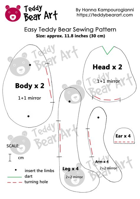 Easy Teddy Bear Patterns Free Printable, Teddy Bear Pattern Free Printable, Bear Patterns Free Sewing, Bear Patterns Sewing, Best Teddy Bear, Teddy Bear Art, Teddy Bear Crafts, Teddy Bear Patterns Free, Diy Teddy Bear