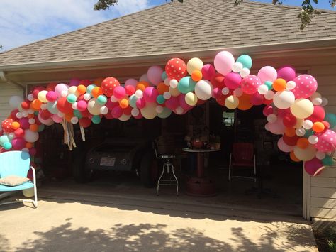 photography by Jessica Peterson (for the BHLDN shoot)  photography by Natalie Norton...  Read more » Balloon Arch Tutorial, Flamingo Balloons, Garage Party, Balloon Words, Balloon Garland Diy, 5th Birthday Party Ideas, Wild One Birthday Party, 2nd Birthday Party Themes, Balloon Arrangements