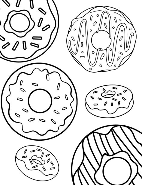 Who doesn’t love donuts? These fried and frosted treats are excellent for breakfast and for snacks. Whether you love them plain, glazed, frosted or with sprinkles, there is lots to love about donuts. Our next set of coloring pages celebrates these fun treats with the hole in the middle. Print out these fun different Donut Coloring Pages to add your own personal touch to. There are lots of fun and different donut designs that are sure to please everyone! Arts And Crafts Birthday Party, Crafts Birthday Party, Donut Coloring Page, Cupcake Coloring Pages, Crafts Birthday, Birthday Party Places, Cute Donuts, Birthday Party Crafts, Michael Art