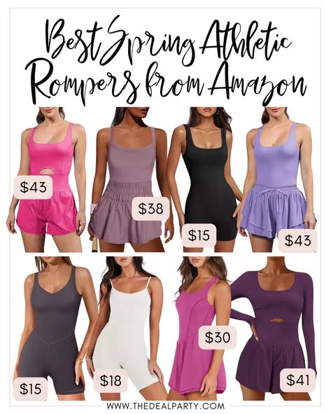 I LOVE sporty romper outfits! Workout rompers are super trendy right now and SO comfortable. If you're thinking about grabbing an athletic romper, be sure and checkout the ones on Amazon. They are the BEST. Romper Outfits, Amazon Outfits, Womens Running, Romper Outfit, Outfits Women, Running Women, Amazon Fashion, Must Haves, Onesies