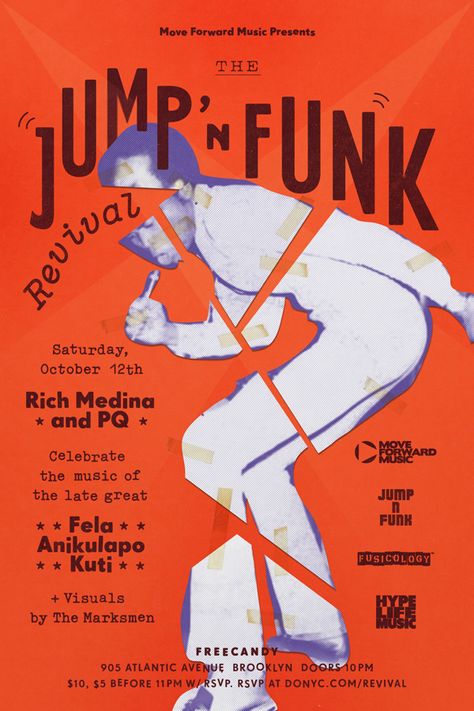 Jump 'n funk festival Punk Poster, Jazz Poster, Plakat Design, Type Posters, Graphic Design Fun, Album Cover Art, Gig Posters, Band Posters, Event Poster