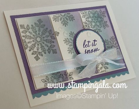 Greeting card created with the Sparkling Snowflakes stamp set by Stampin' Up for Makeover Monday. Snowflake Cards, Miniature Bottles, Stampin Up Christmas Cards, Stampin Up Christmas, Summer Birthday, Christmas Cards To Make, Holiday Catalog, Christmas Snowflakes, Ink Pads