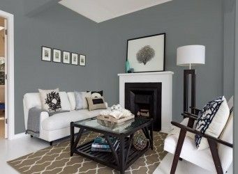 Johnstone's Manhattan Grey Grey Interior Paint, Grey Paint Living Room, Grey Walls Living Room, Grey Wall Decor, Living Room Wall Color, Room Wall Colors, Decor Ikea, Living Room Color Schemes, Bedroom Walls