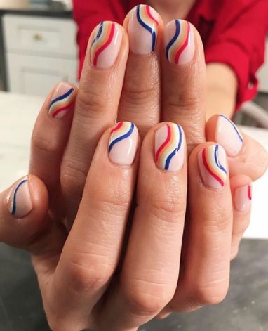 Nails Retro, Neutral Nail Art Designs, Neutral Nail Art, Makeup Nails Designs, Fourth Of July Nails, Tide Pods, Colorful Nail, Happy Nails, 4th Of July Nails