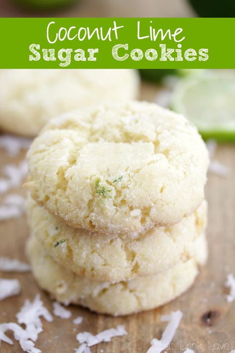 Coconut Lime Cookies, Key Lime Cookie Recipe, Lime Sugar Cookies, Key Lime Cookies, Oatmeal Coconut Cookies, Lime Cookies, Lime Recipes, Summer Cookies, Coconut Cookies