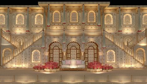 Arabian Decor, Reception Stage Decor, Royal Decorations, Wedding Stage Backdrop, Wedding Decor Photos, Modern Wedding Venue, Wedding Entrance Decor, Digital Invitations Wedding, Wedding Stage Design