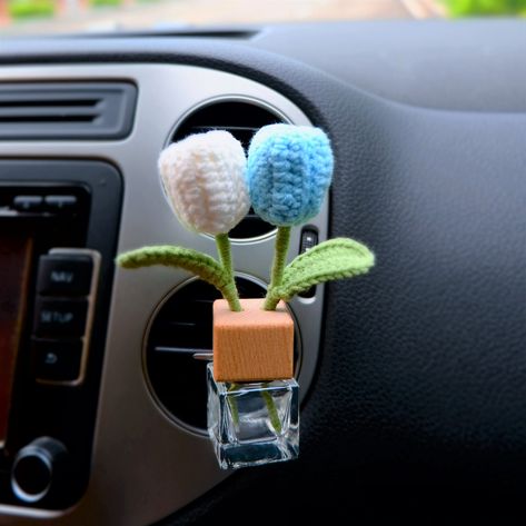 Car Vent Clip Air Freshener, Boho Car Interior, Diy Air Freshener, Contact Lens Case, Car Vent Clip, Crochet Car, Diffuser Bottle, Tiny Plants, Car Vent