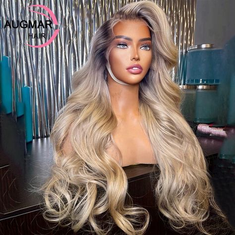 Ash Blonde Lace Front Human Hair Wigs For Women 13x4 Ombre Body Wave Lace Front Wig 30 Inch 13x6 Hd Lace Frontal Wig Human Hair - Lace Wigs - AliExpress Ash Blonde Ombre, Blond Ombre, Grey Blonde, Ombre Lace Front, Blonde Lace Front Wigs, Lace Front Human Hair, Body Wave Wig, Frontal Wig, Long Wigs