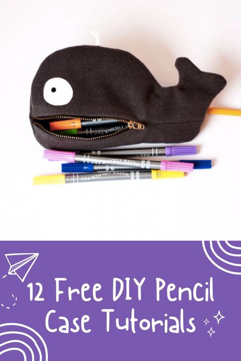 12 Free DIY Pencil Case Tutorials | Sew a Pencil Pouch Pencil Case Tutorial, Diy Pencil Case, Diy Pencil, Project Steps, Starting School, A Pencil, Going Back To School, Simple Bags, Fun Diy