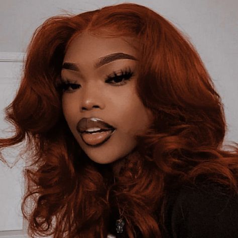 Wigs For Black Women Ginger, Cowboy Copper Hair Dark Skin, Copper Orange Hair On Black Women, Ginger And Copper Hair, Chocolate Copper Hair On Black Women, Strawberry Ginger Hair On Black Women, Dark Copper Hair Black Women, Copper Brown Hair Black Women Dark Skin, Penny Color Hair